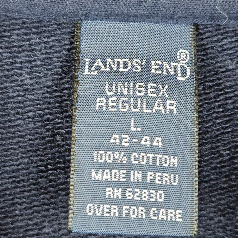Lands End Unisex Navy Blue Quarter Zip Sweatshirt Size L 100% Cotton Mock Neck